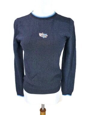 Iceberg Ice History Vintage 2000's Wool Tom And Jerry Rhinestone Blue Sweater XS
